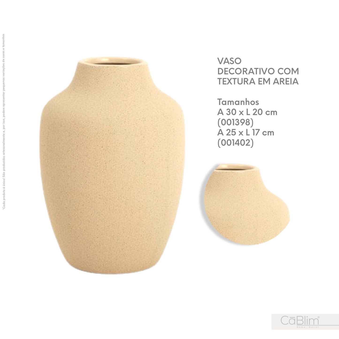 Vaso Decorativo com Textura Areia P