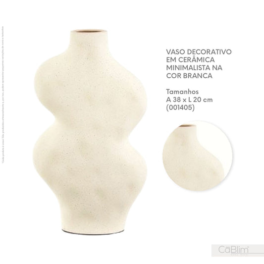 Vaso Decorativo Cerâmica Minimalista Branco