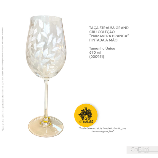 Taça Strauss Grand Cru Coleção Primavera Branca Pintada A Mão