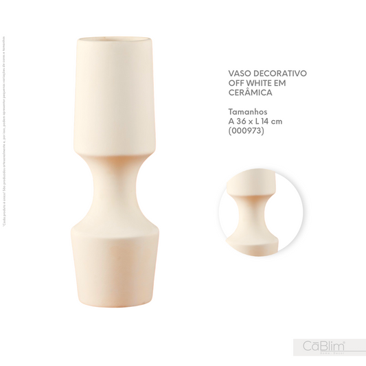 Vaso Decorativo Off White em Cerâmica