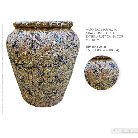 Vaso São Marino A. Gray com Textura Externa Rústica G