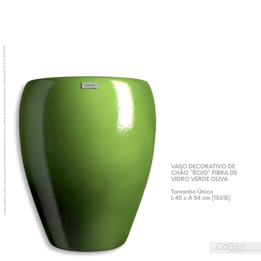 Vaso Decorativo de Chão Bojo Fibra de Vidro Verde Oliva