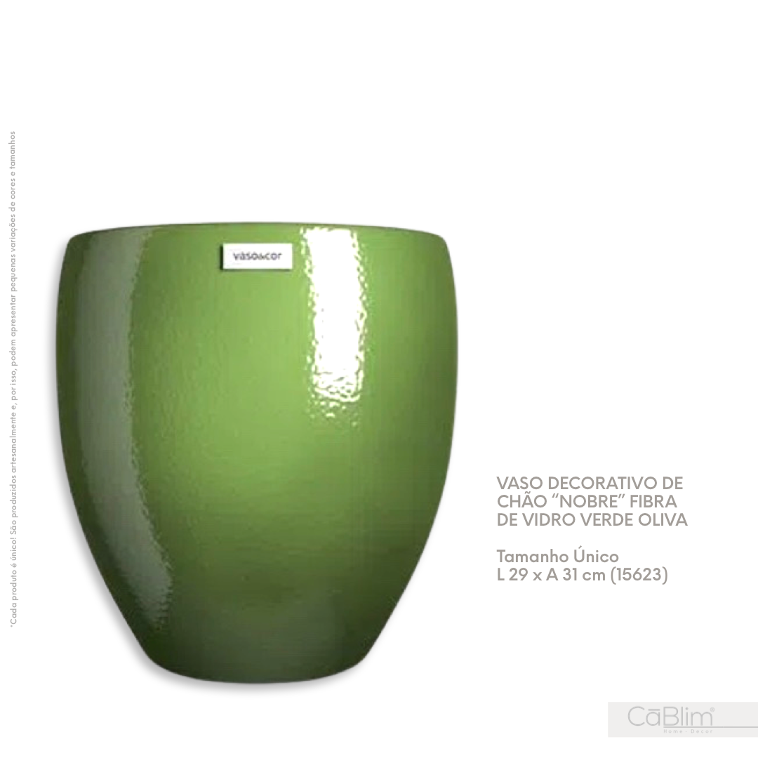 Vaso Decorativo de Chão Nobre Fibra de Vidro Verde Oliva