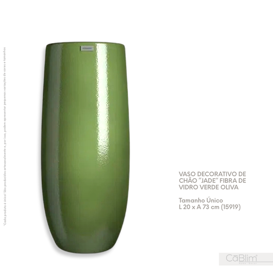 Vaso Decorativo de Chão Jade Fibra de Vidro Verde Oliva