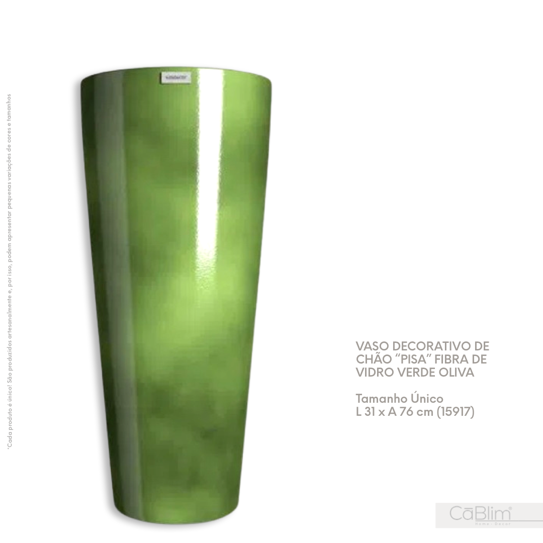 Vaso Decorativo de Chão Pisa Fibra de Vidro Verde Oliva