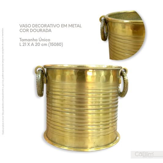 Vaso Decorativo em Metal Cor Dourada