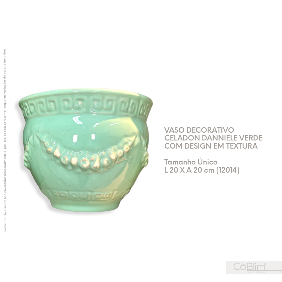 Vaso Decorativo Celadon Danniele Verde Claro Com Design em Textura