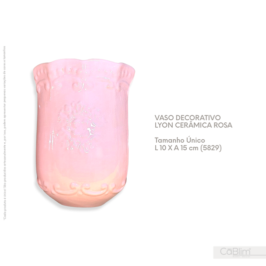 Vaso Decorativo Lyon Cerâmica Rosa