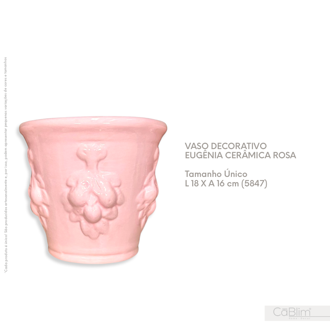 Vaso Decorativo Eugênia Cerâmica Rosa