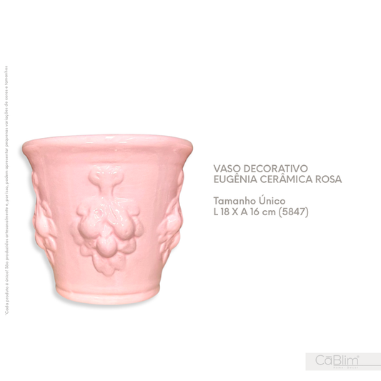 Vaso Decorativo Eugênia Cerâmica Rosa