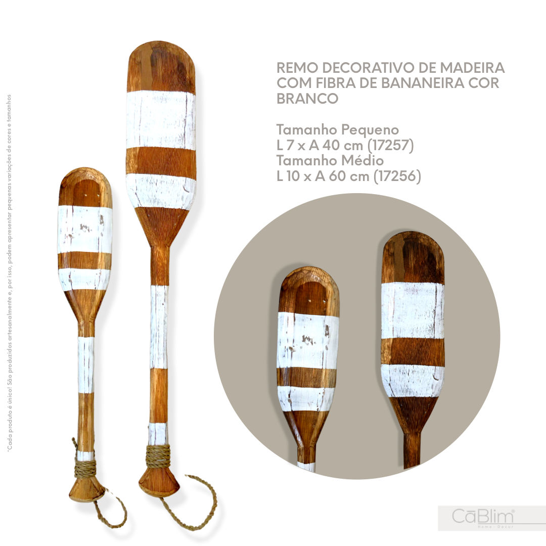 Remo Decorativo de Madeira com Fibra de Bananeira Cor Branco