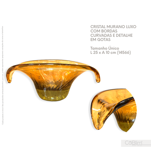 Cristal Murano Luxo com Bordas Curvadas e Detalhe em Gotas