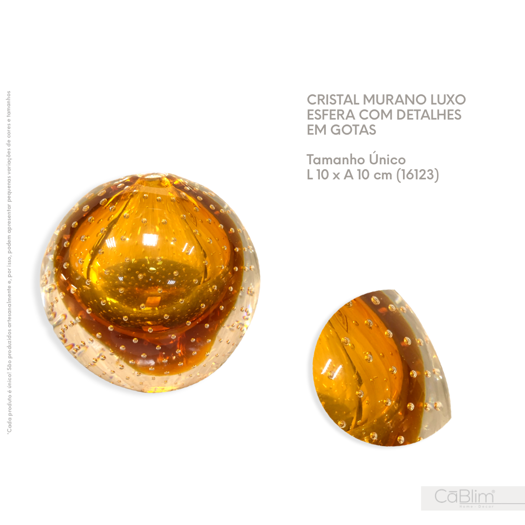 Cristal Murano Luxo Esferas com Detalhe em Gotas