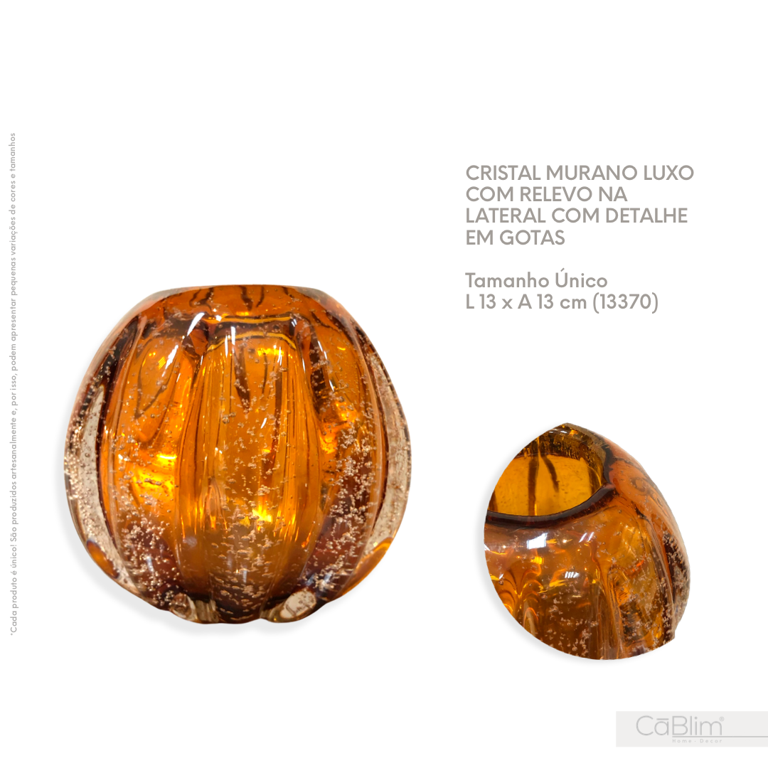 Cristal Murano Luxo com Relevo na lateral e Detalhe em Gotas