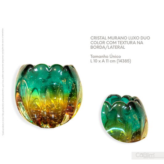 Cristal Murano Luxo Duo Color com Textura na Borda/Lateral