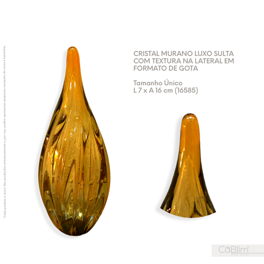 Cristal Murano Luxo Sulta com Textura na lateral em Formato de Gota