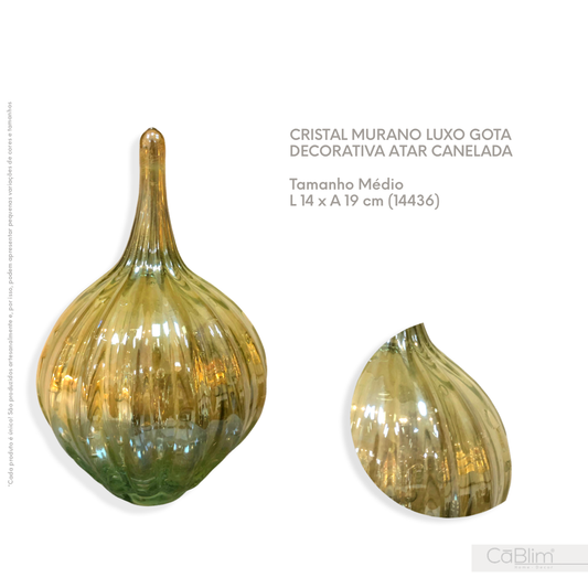 Cristal Murano Luxo Gota Decorativa Atar Canelada