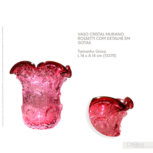 Vaso Cristal Murano Rossetti com Detalhe em Gotas