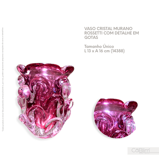 Vaso Cristal Murano Rossetti com Detalhe em Gotas