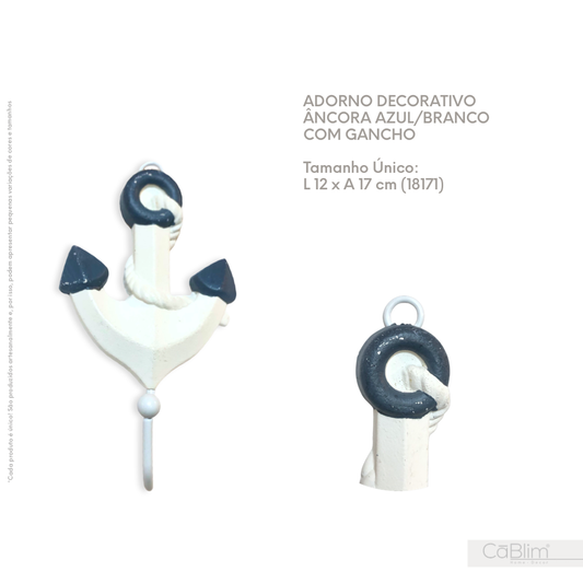 Adorno Decorativo Âncora Azul/Banco com Gancho