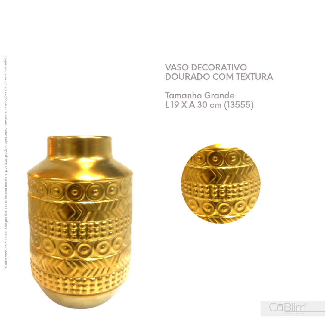 Vaso Decorativo Dourado com Textura