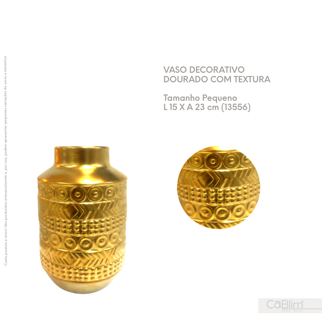 Vaso Decorativo Dourado com Textura