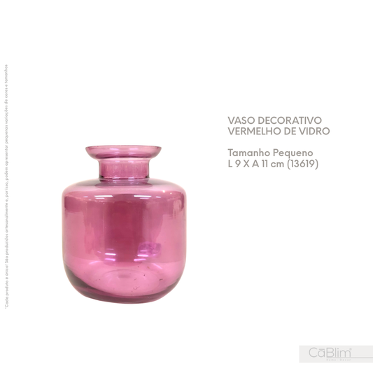 Vaso Decorativo Vermelho de Vidro