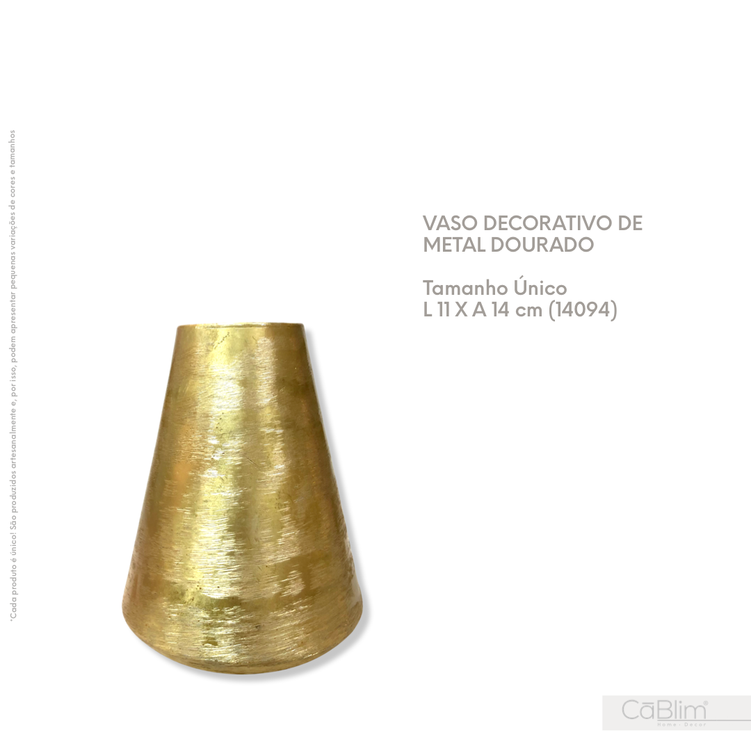 Vaso Decorativo de Metal Dourado