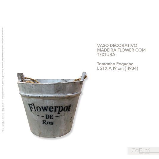 Vaso Decorativo Madeira Flower com Textura