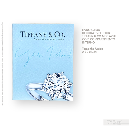 Livro Caixa Decorativo Book Tiffany & Co. MDF Azul com Compartimento