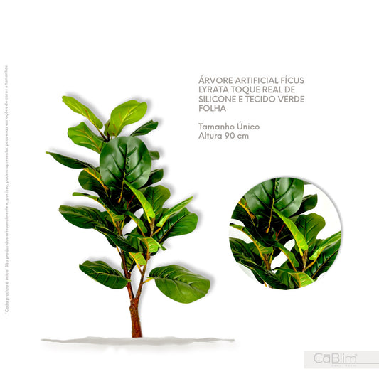 Árvore Artificial Fícus Lyrata Toque Real de Silicone e Tecido Verde Folha