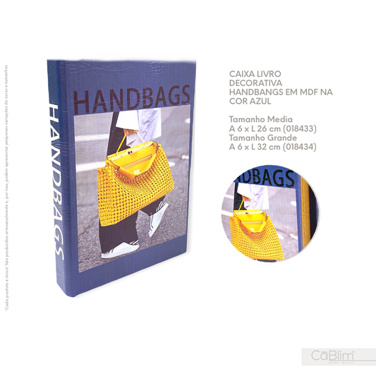 Livro Caixa Decorativo HandBangs em MDF na Cor Azul