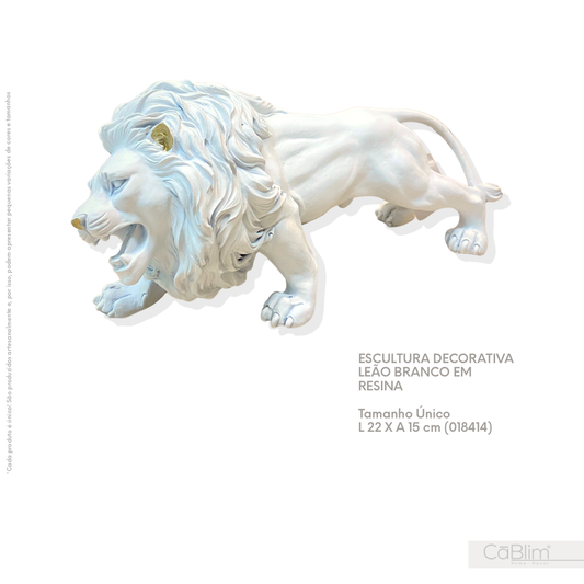 Escultura Leão Branco em Resina