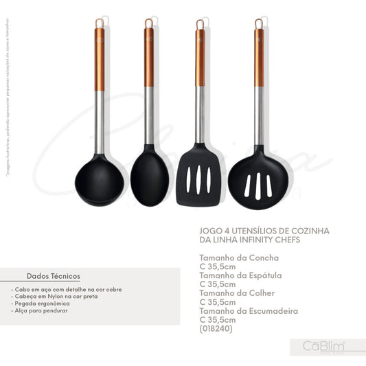 Jogo 4 Utensílios de Cozinha da Linha Infinity Chefs