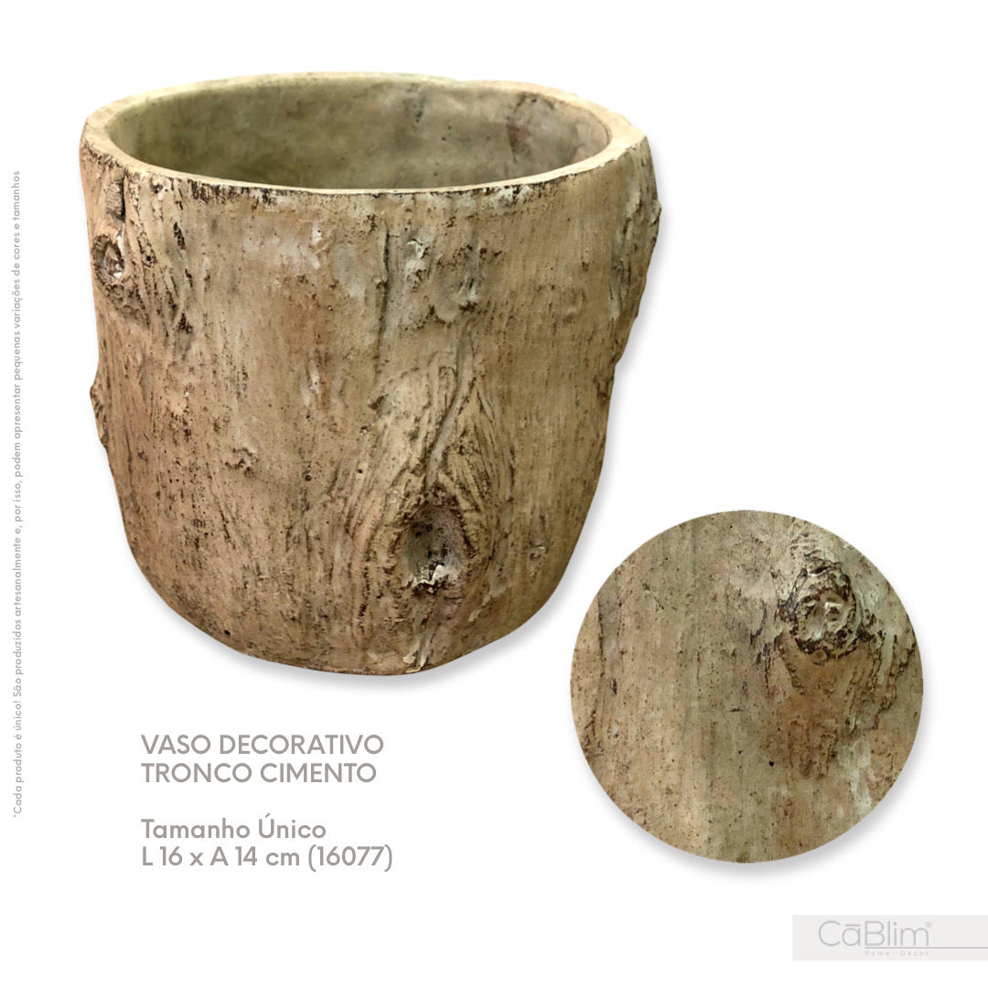 Vaso Decorativo Tronco Cimento