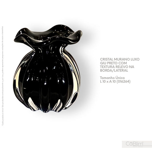 Cristal Murano Luxo Giu Preto com Textura Relevo na Borda/Lateral