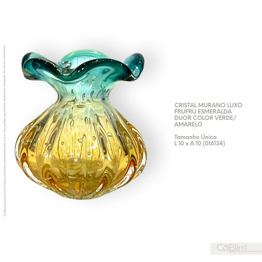 Cristal Murano Luxo FruFru Esmeralda Duor Color Verde/Amarelo