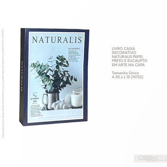 Livro Decorativo Naturalis Papel Preto e Eucalipto em Arte na Capa