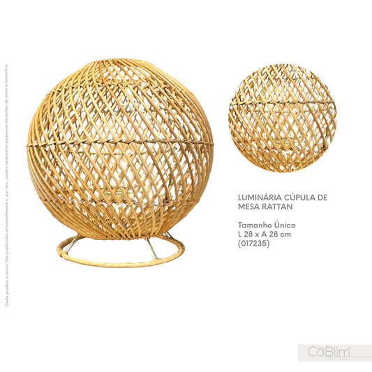 Luminária Cúpula de Mesa Rattan