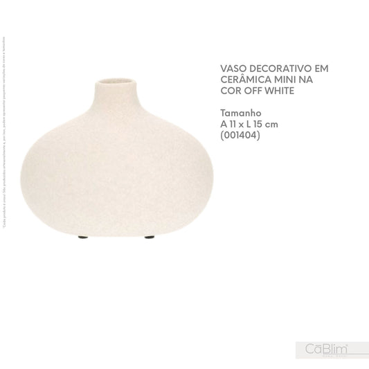 Vaso Decorativo Cerâmica Mini Off White