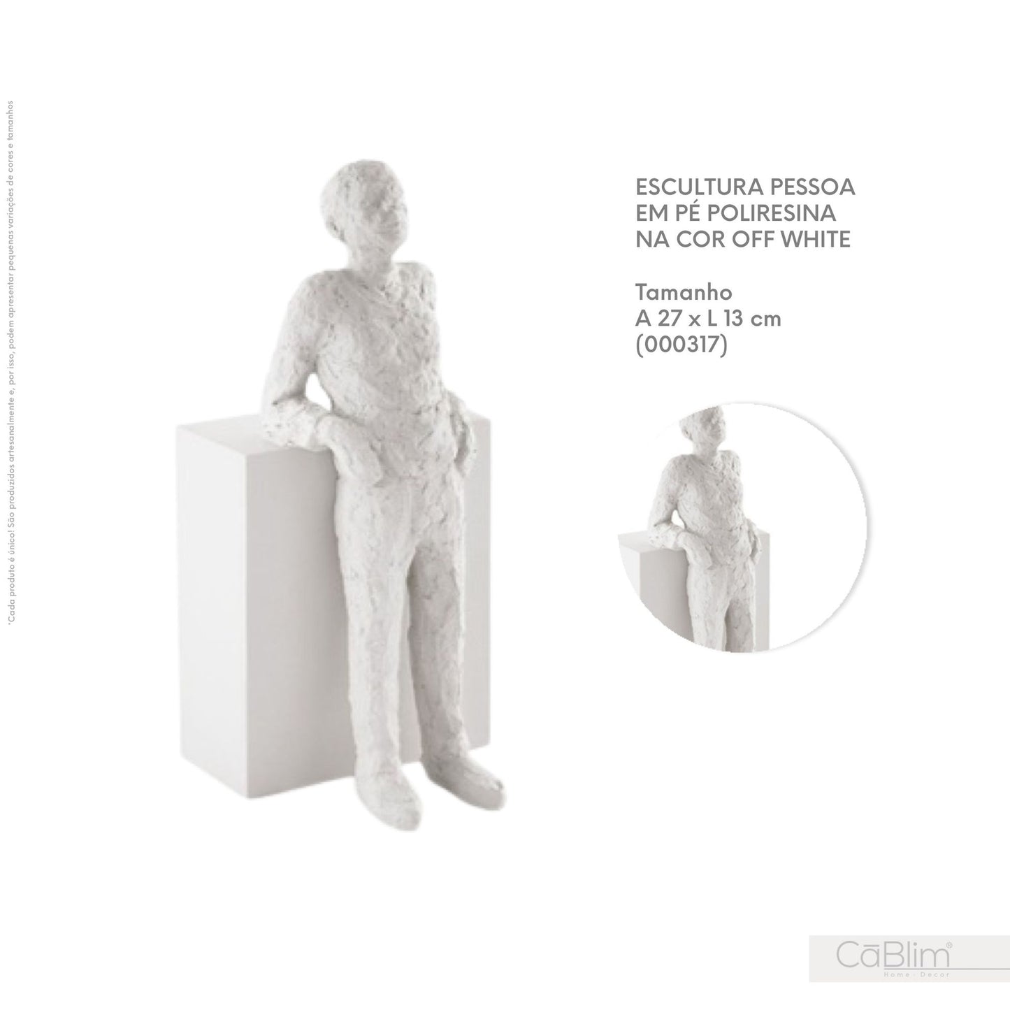 Escultura Pessoa Em Pé Poliresina Cor Off White